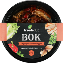 Изображение товара Вок FRESHCLUB Курица в соусе терияки с лапшой удон, 270г