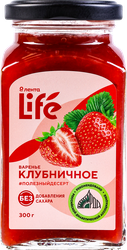 Варенье ЛЕНТА LIFE Клубничное, без сахара, 300г