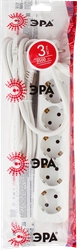 Удлинитель электрический ЭРА U-5e-3m-3x1 с заземлением, 5 розеток, 3м, ПВС, 3x1мм2, 16А Арт. Б0028376