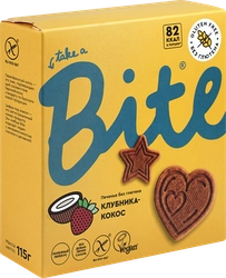 Печенье безглютеновое BITE Клубника-кокос, 115г