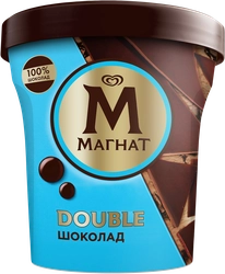 Мороженое МАГНАТ Double Шоколад, сливочное 10%, без змж, пластиковый стакан, 310г