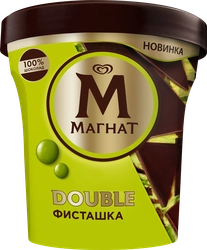 Мороженое МАГНАТ Double Фисташка, сливочное 10%, без змж, пластиковый стакан, 300г