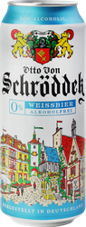 Пиво безалкогольное светлое OTTO VON SCHRODDER Weissbier пшеничное нефильтрованное пастеризованное 0,5%, 0.5л