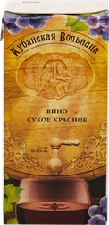 Вино КУБАНСКАЯ ВОЛЬНИЦА красное сухое, 1л