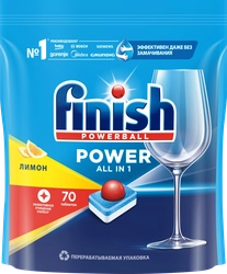 Таблетки для посудомоечной машины FINISH Power Лимон, 70шт