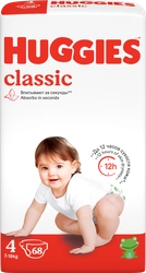 Подгузники детские HUGGIES Classic 4, 7–18кг, 68шт