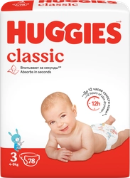 Подгузники детские HUGGIES Classic 3, 4–9кг, 78шт