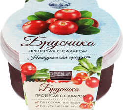 Брусника ЛУКОШКО протертая с сахаром, 200г