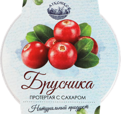 Брусника ЛУКОШКО протертая с сахаром, 200г