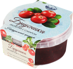 Брусника ЛУКОШКО протертая с сахаром, 200г