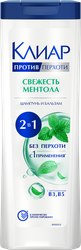 Изображение товара Шампунь и бальзам-ополаскиватель для волос КЛИАР 2в1 Свежесть ментола против перхоти, 380мл