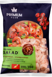 Изображение товара Креветки варено-мороженые PREMIUM CLUB Салатные, очищенные 100/200, 300г