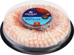 Креветки варено-мороженые COCKTAIL SHRIMP с соусом, очищенные с 
хвостиком 51/60, 453г