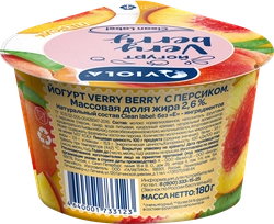 Йогурт VIOLA Very Berry с персиком 2,6%, без змж, 180г