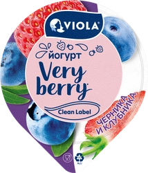 Йогурт VIOLA Very Berry с черникой и клубникой 2,6%, без змж, 180г