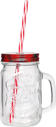Изображение товара Банка HOMECLUB Joy, с ручкой и трубочкой, стекло, 500мл Арт. СBBSB