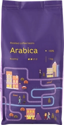 Кофе зерновой Арабика 100% натуральный жареный, 1кг