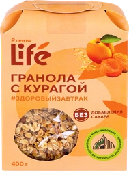 Гранола ЛЕНТА LIFE с курагой, без сахара, 400г