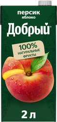 Изображение товара Напиток сокосодержащий ДОБРЫЙ Яблоко, персик, 2л