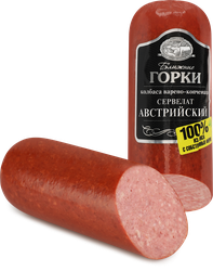 Изображение товара Колбаса варено-копченая БЛИЖНИЕ ГОРКИ Сервелат Австрийский, 330г