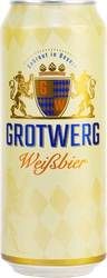 Пиво светлое GROTWERG Weissebier пшеничное нефильтрованное пастеризованное 4,9%, 0.5л