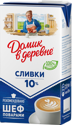 Сливки стерилизованные ДОМИК В ДЕРЕВНЕ 10%, без змж, 950г