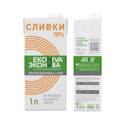 Сливки ультрапастеризованные ЭКОНИВА Professional Line 10%, без змж, 1000мл