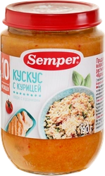 Пюре мясо-растительное SEMPER Кускус с курицей, с 10 месяцев, 190г