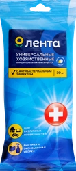 Салфетки влажные чистящие ЛЕНТА хозяйственные универсальные с антибактериальным эффектом, 30шт