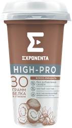 Напиток кисломолочный EXPONENTA High-pro Кокос, миндаль обезжиренный с высоким содержанием белка, без змж, 250г