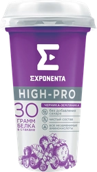 Напиток кисломолочный EXPONENTA High-pro Черника, земляника обезжиренный с высоким содержанием белка, без змж, 250г