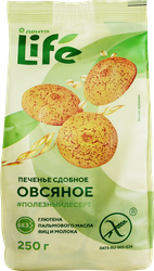 Печенье безглютеновое ЛЕНТА LIFE Овсяное, сдобное, 250г