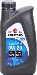 Масло моторное TAKAYAMA синтетическое SAE 0W-20, ILSAC GF-5, API SN, Арт. 605553, 1л