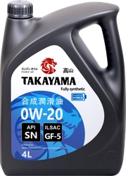 Масло моторное TAKAYAMA синтетическое SAE 0W-20, ILSAC GF-5, API SN, Арт. 605554, 4л
