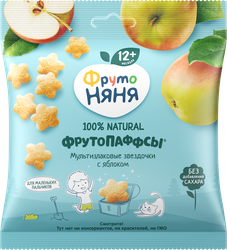 Изображение товара Паффсы мультизлаковые ФРУТОНЯНЯ Звездочки с яблоком, с 12 месяцев, 21г