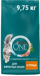 Корм сухой для взрослых кошек PURINA ONE Adult с курицей и цельными 
злаками, 9,75кг