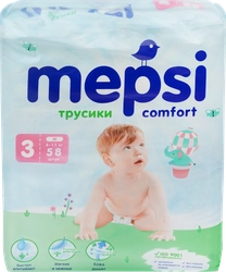 Трусики-подгузники детские MEPSI М 6–11кг, 58шт