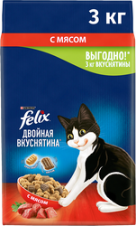 Корм сухой для взрослых кошек FELIX с мясом, 3кг