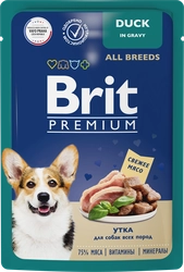 Корм консервированный для взрослых собак BRIT Premium Утка в соусе, 85г
