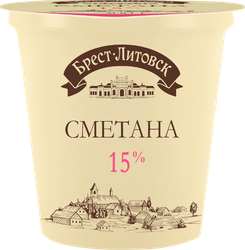 Изображение товара Сметана БРЕСТ-ЛИТОВСК 15%, без змж, 300г