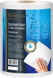 Салфетки HOMECLUB 25x23см, соты, в рулоне, 200шт