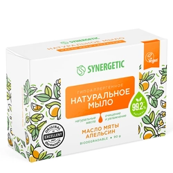 Мыло туалетное SYNERGETIC Масло мяты и апельсин, 90г