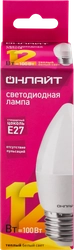 Лампа светодиодная ОНЛАЙТ LED 12Вт, 2700К, Е27, свеча Арт. 90057