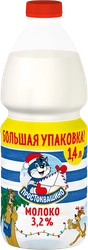 Молоко пастеризованное ПРОСТОКВАШИНО 3,2%, без змж, 1400мл