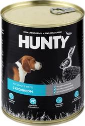 Корм консервированный для собак HUNTY сочные кусочки в желе с кроликом, 850г