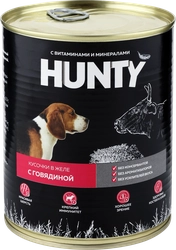 Корм консервированный для собак HUNTY сочные кусочки в желе с говядиной, 850г