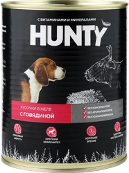 Корм консервированный для собак HUNTY сочные кусочки в желе с говядиной, 850г