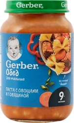 Пюре GERBER Паста с овощами и говядиной, с 12 месяцев, 190г