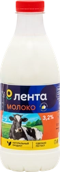 Молоко пастеризованное ЛЕНТА 3,2%, без змж, 900мл