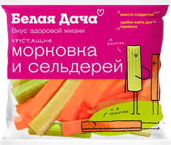 Изображение товара Снеки свежие БЕЛАЯ ДАЧА смесь из палочек моркови и сельдерея, 80г